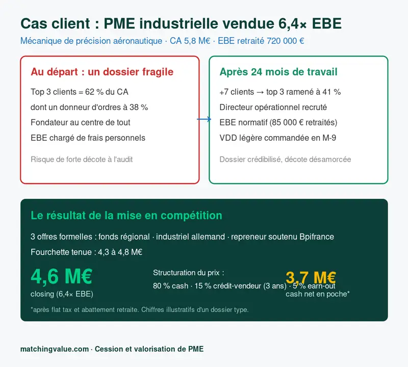 Cas client : transformation d'une PME industrielle et cession à 6,4 fois l'EBE