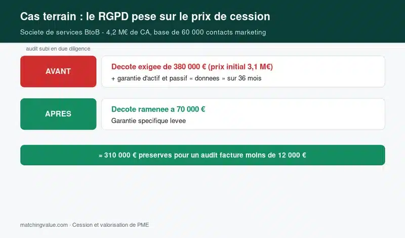 Cas terrain : l'impact d'une non-conformite RGPD sur le prix de cession d'une PME de services BtoB