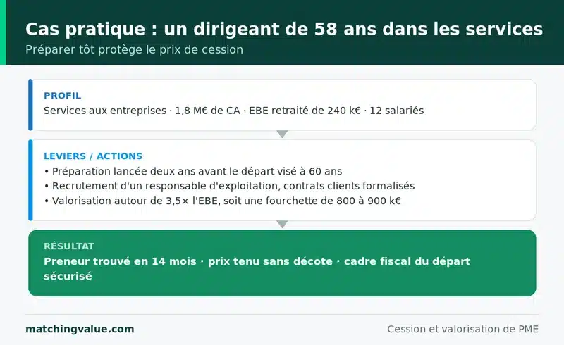 Cas pratique : un dirigeant de services prépare sa cession deux ans avant son départ à la retraite et tient son prix sans décote