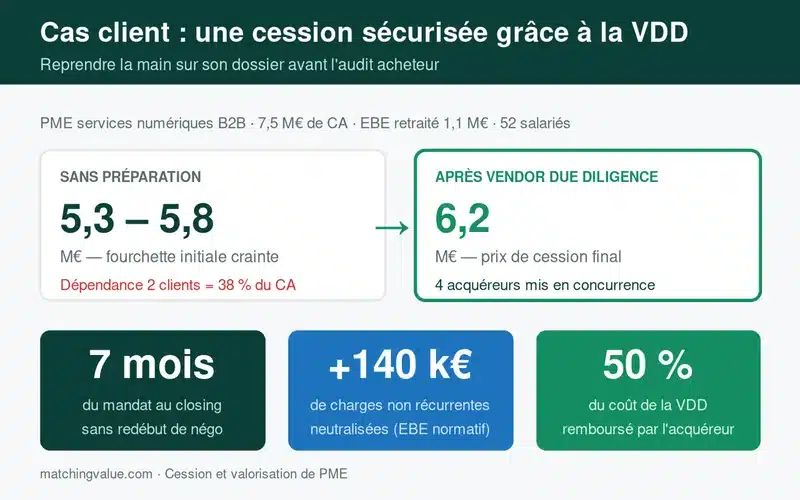 Cas client : cession de PME sécurisée par une vendor due diligence, prix porté à 6,2 M€