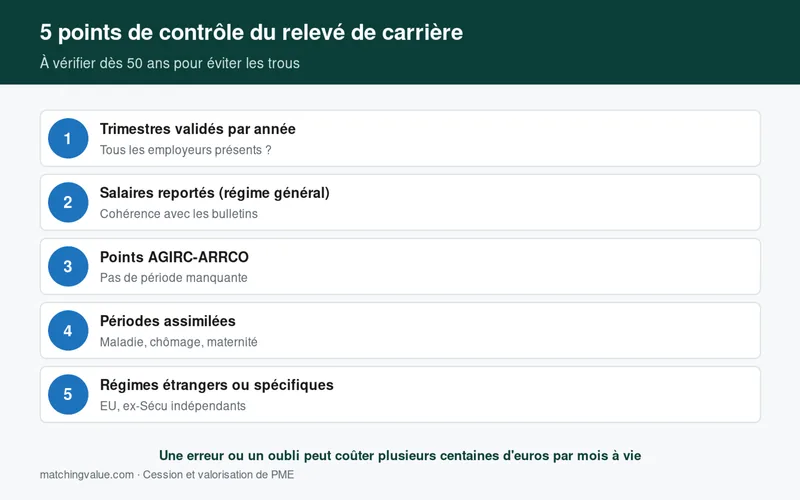 Les cinq points de contrôle d'un relevé de carrière retraite à cinquante ans