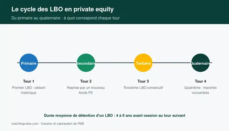 Cycle des LBO en private equity : primaire, secondaire, tertiaire, quaternaire