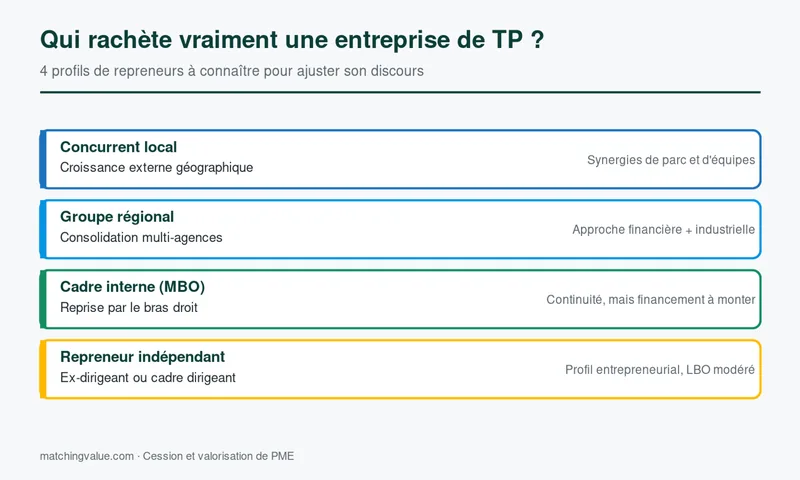 Quatre profils de repreneurs d'une entreprise de TP